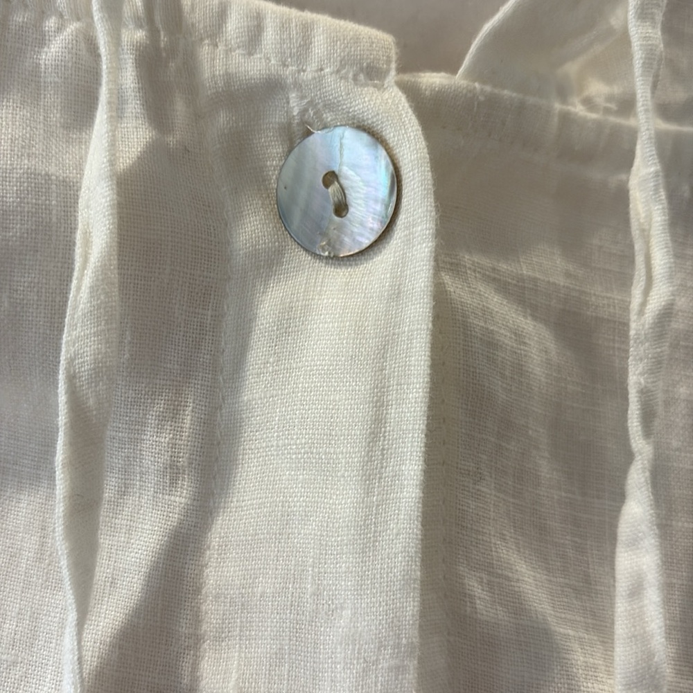 Rachel Zoe White Linen Hooded Button-Front Top. Size M - Picture 3 of 9